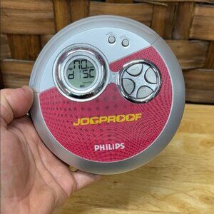 Vintage Philips Jogproof CD Player - Red Silver